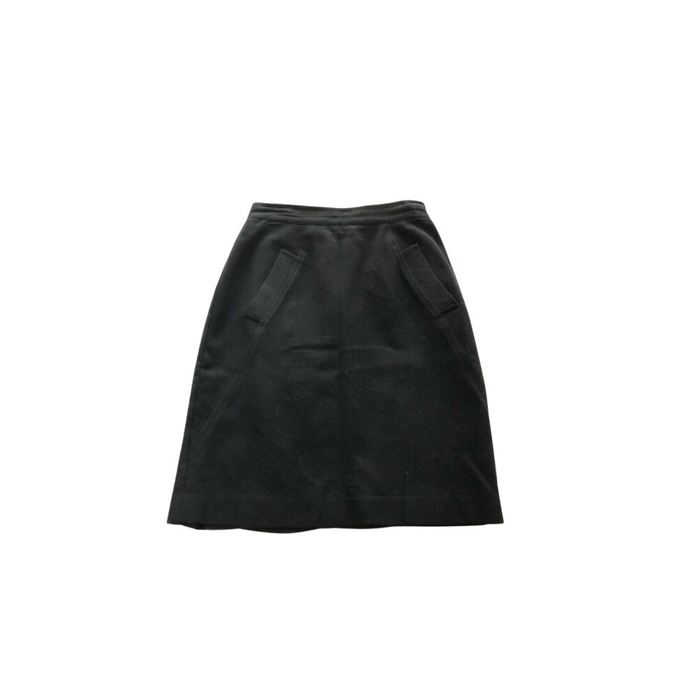 Pencil Skirt Black Pure Wool Ira Joyce Vintage Secretary Pockets Size 9-10 ILGWU